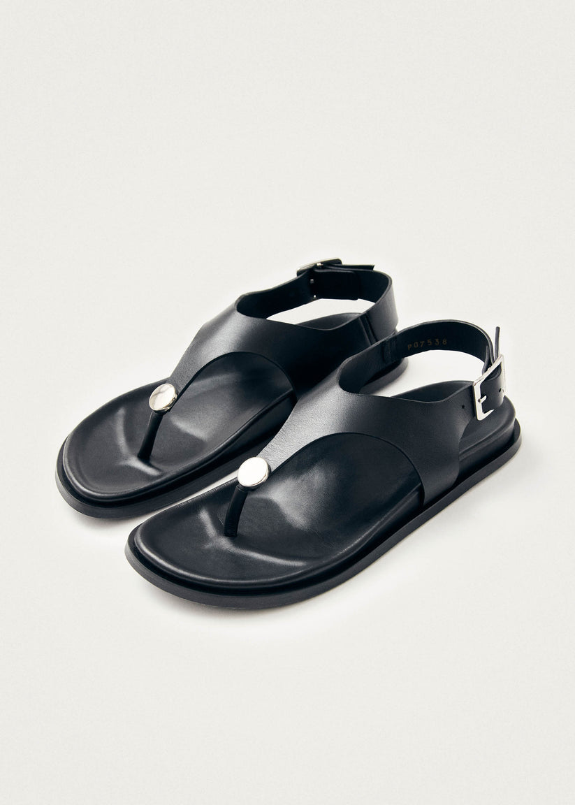 Alohas Harbor Sandalias de Cuero Negras Ventas relámpago