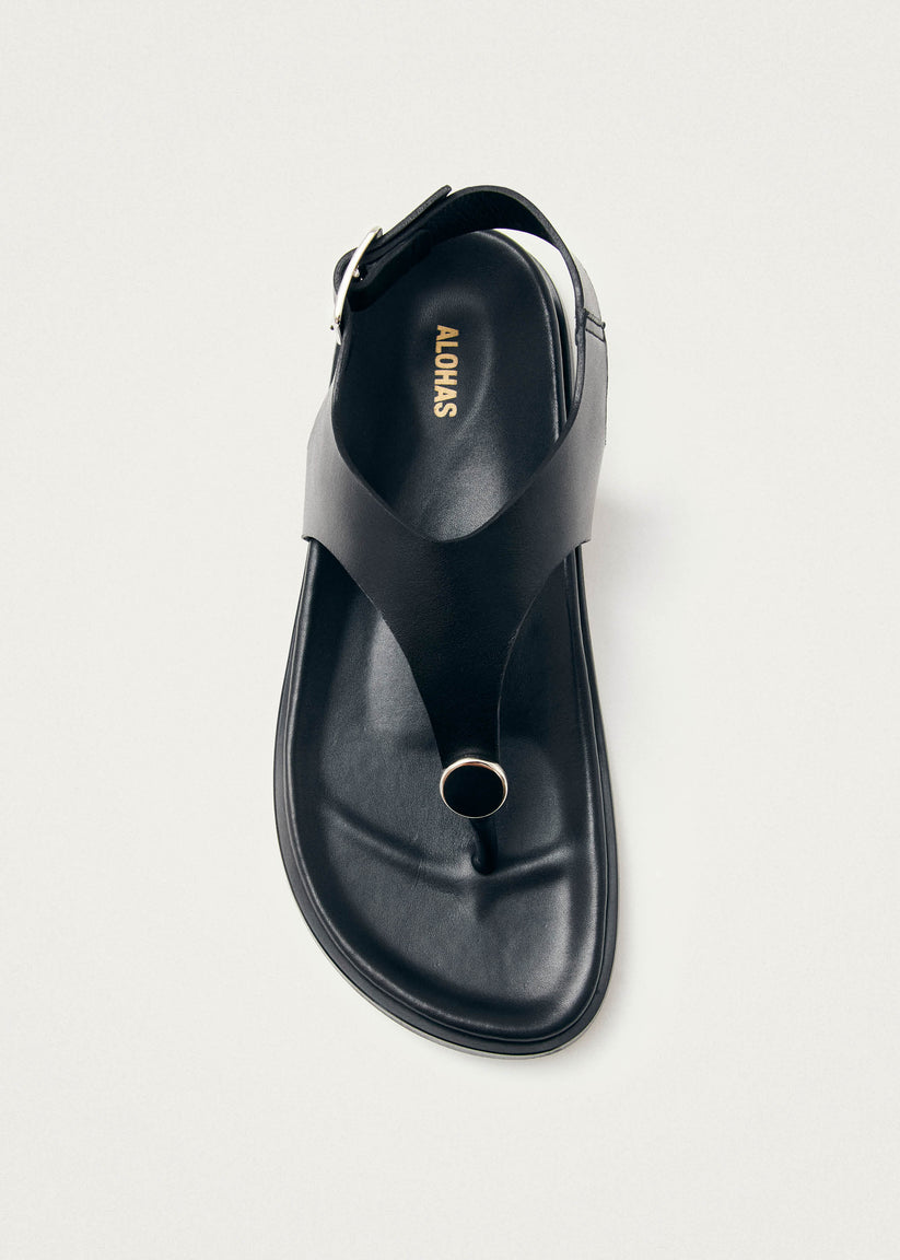 Alohas Harbor Sandalias de Cuero Negras Ventas relámpago