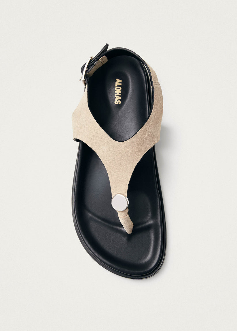 Alohas Harbor Sandalias de Ante Color Crema Tienda