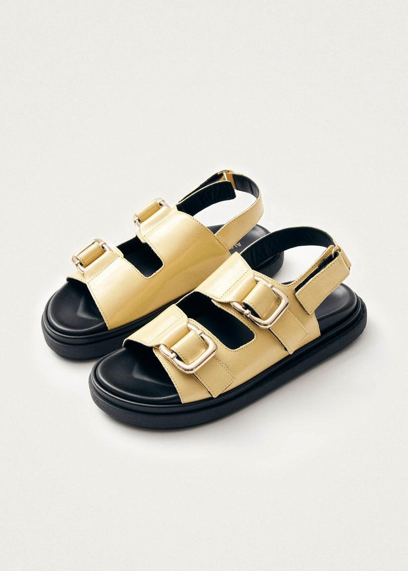 Alohas Harper Onix Sandalias de Cuero Color Vainilla Mejor oferta