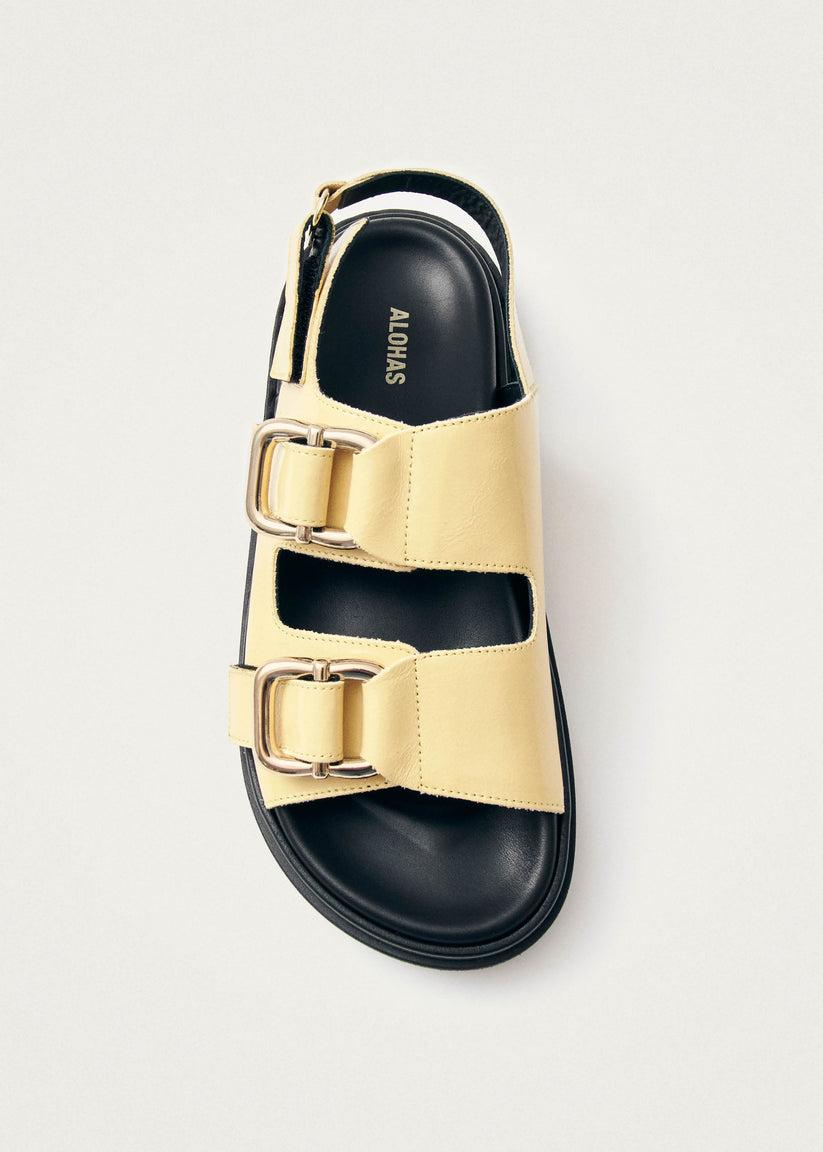 Alohas Harper Onix Sandalias de Cuero Color Vainilla Mejor oferta