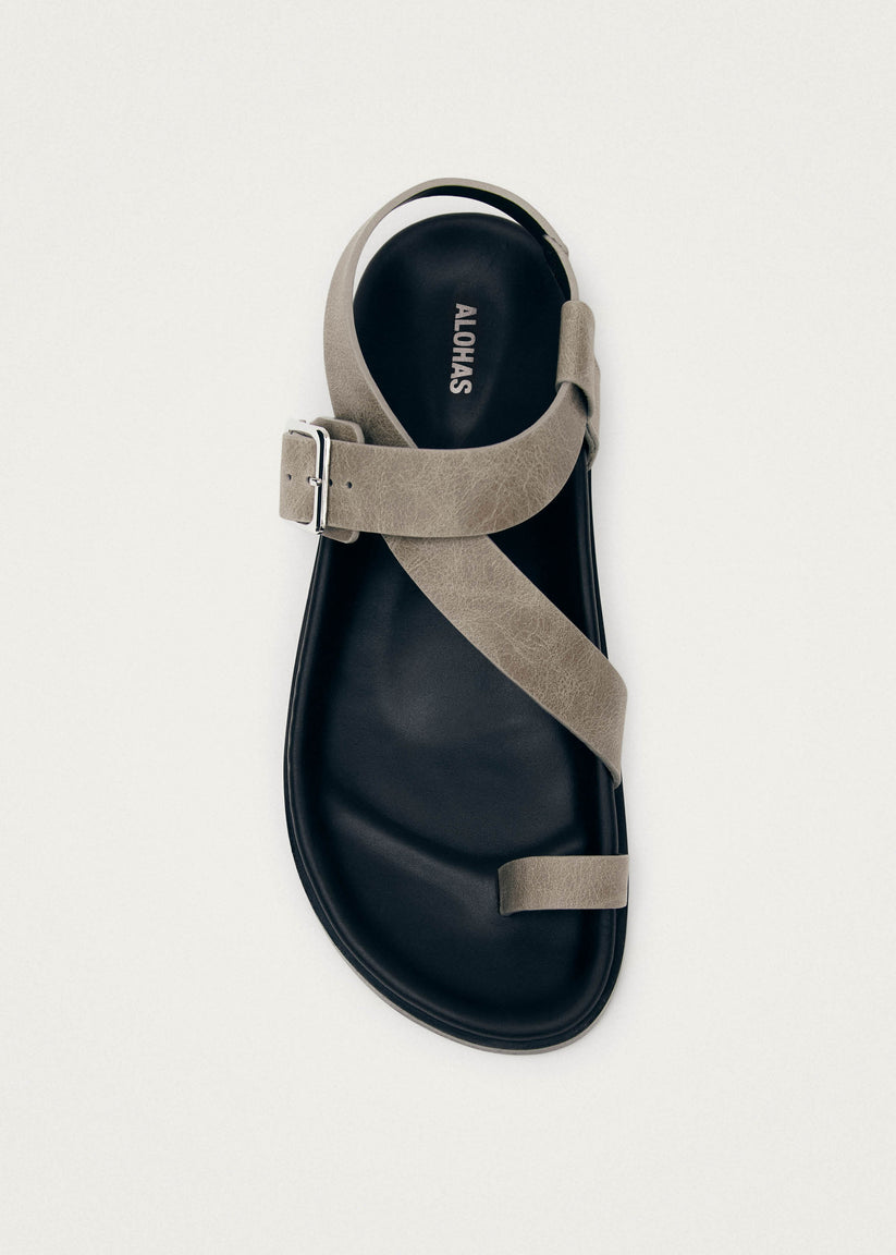 Alohas Siren Vintage Sandalias de Cuero Gris Último día