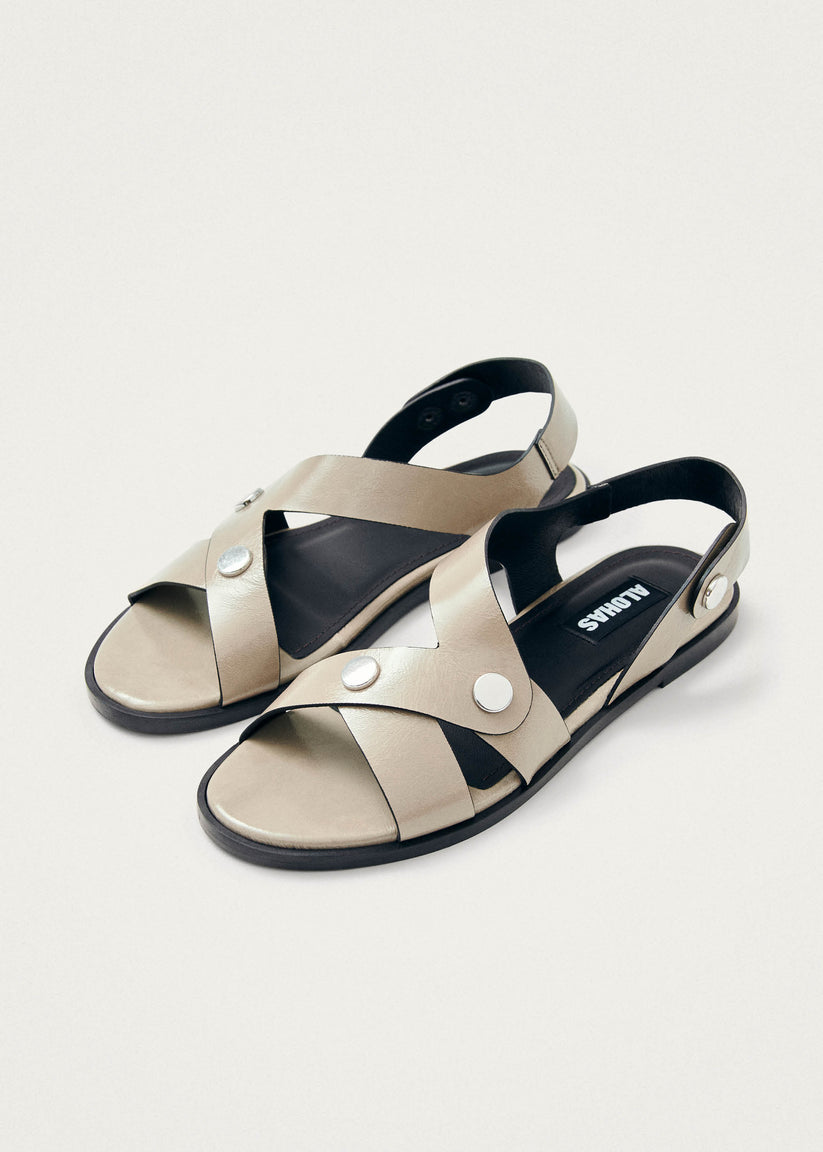 Alohas Mindy Onix Sandalias de Cuero Color Beige Promoción por tiempo limitado