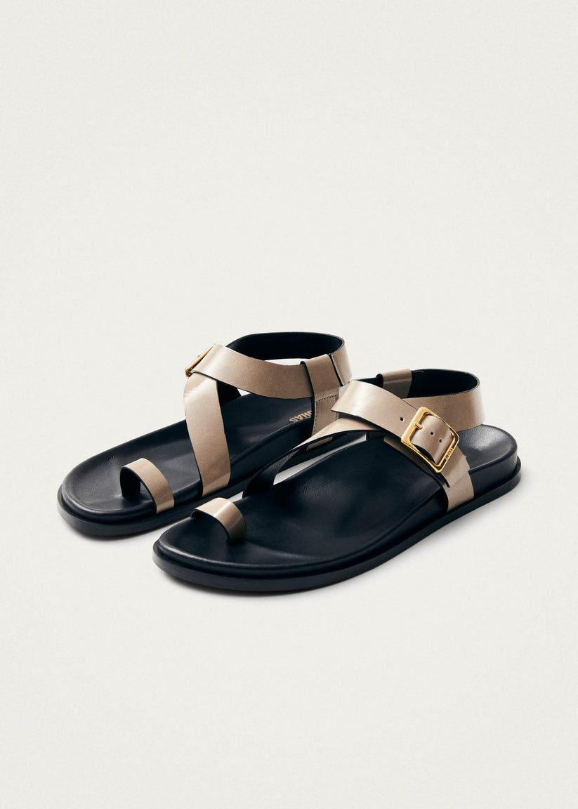 Alohas Siren Sandalias de Cuero Beige con Piedra Ónix Envío internacional gratuito