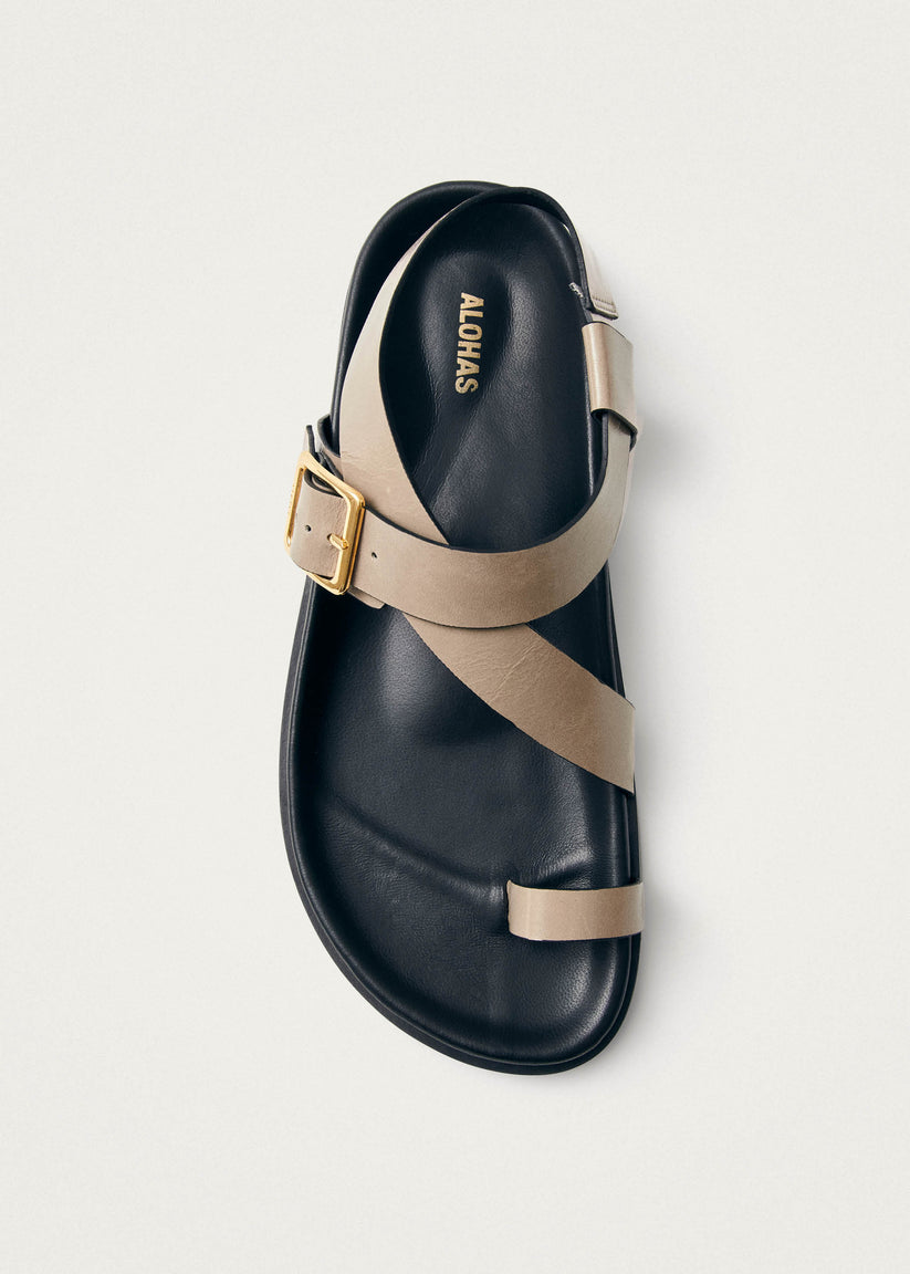 Alohas Siren Sandalias de Cuero Beige con Piedra Ónix Envío internacional gratuito