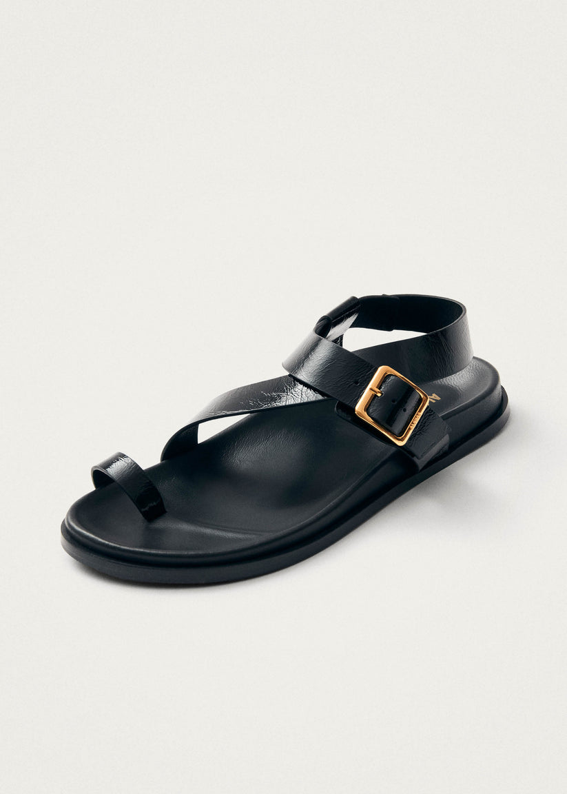 Alohas Siren Onix Sandalias de Cuero Negro Tienda de fábrica