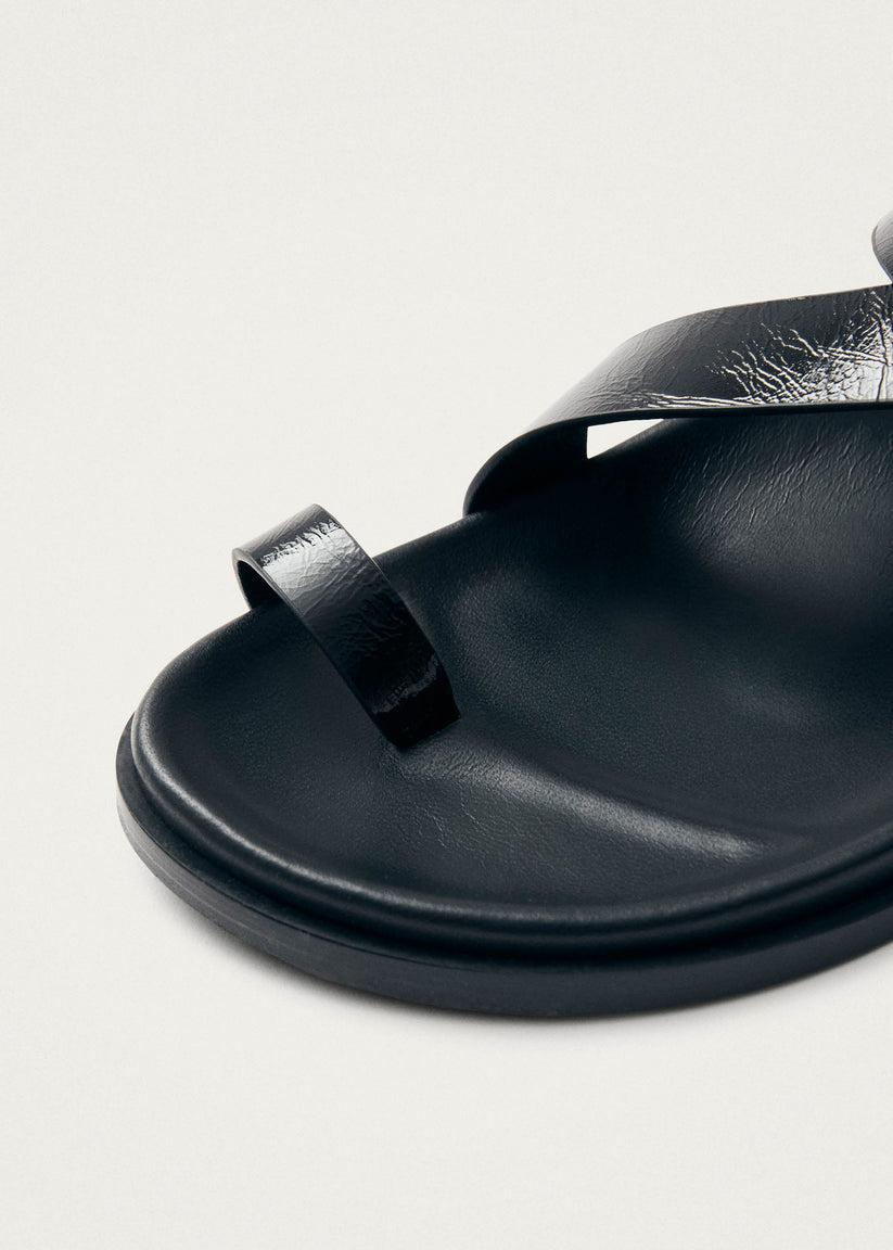 Alohas Siren Onix Sandalias de Cuero Negro Tienda de fábrica