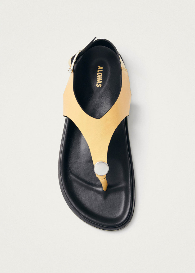Alohas Harbor Onix Sandalias de Cuero Color Vainilla Ahorra y exporta