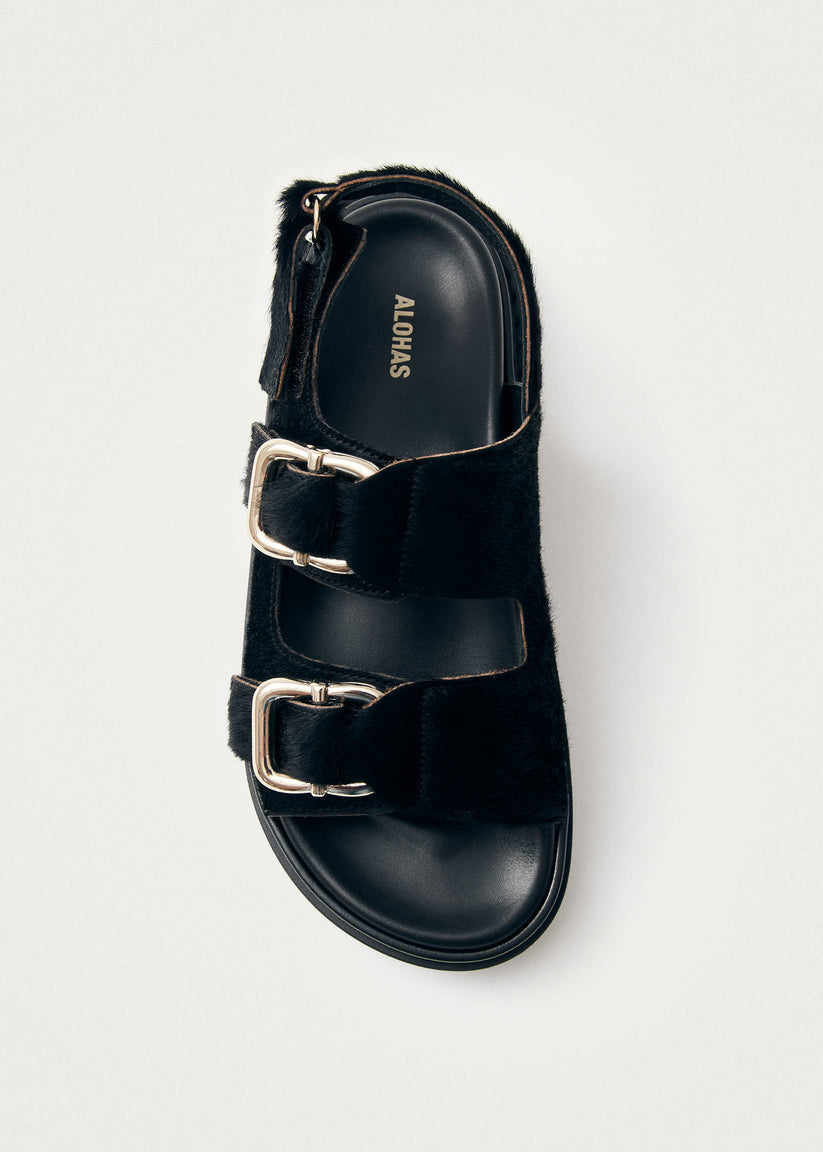Alohas Harper Sandalias de Cuero Negro Suave Oferta exclusiva