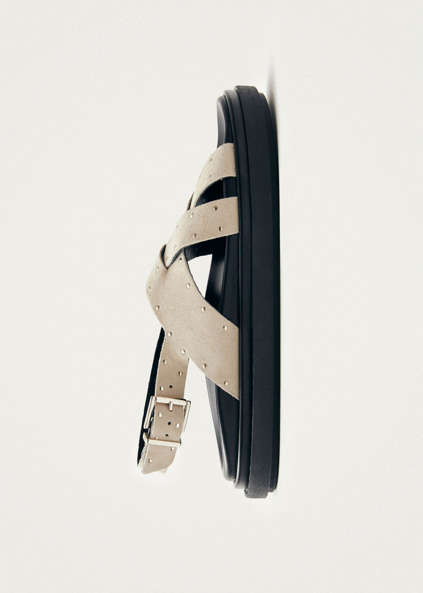 Alohas Trunca Sandalias de Cuero Ante con Studs Color Beige Ofertas de temporada