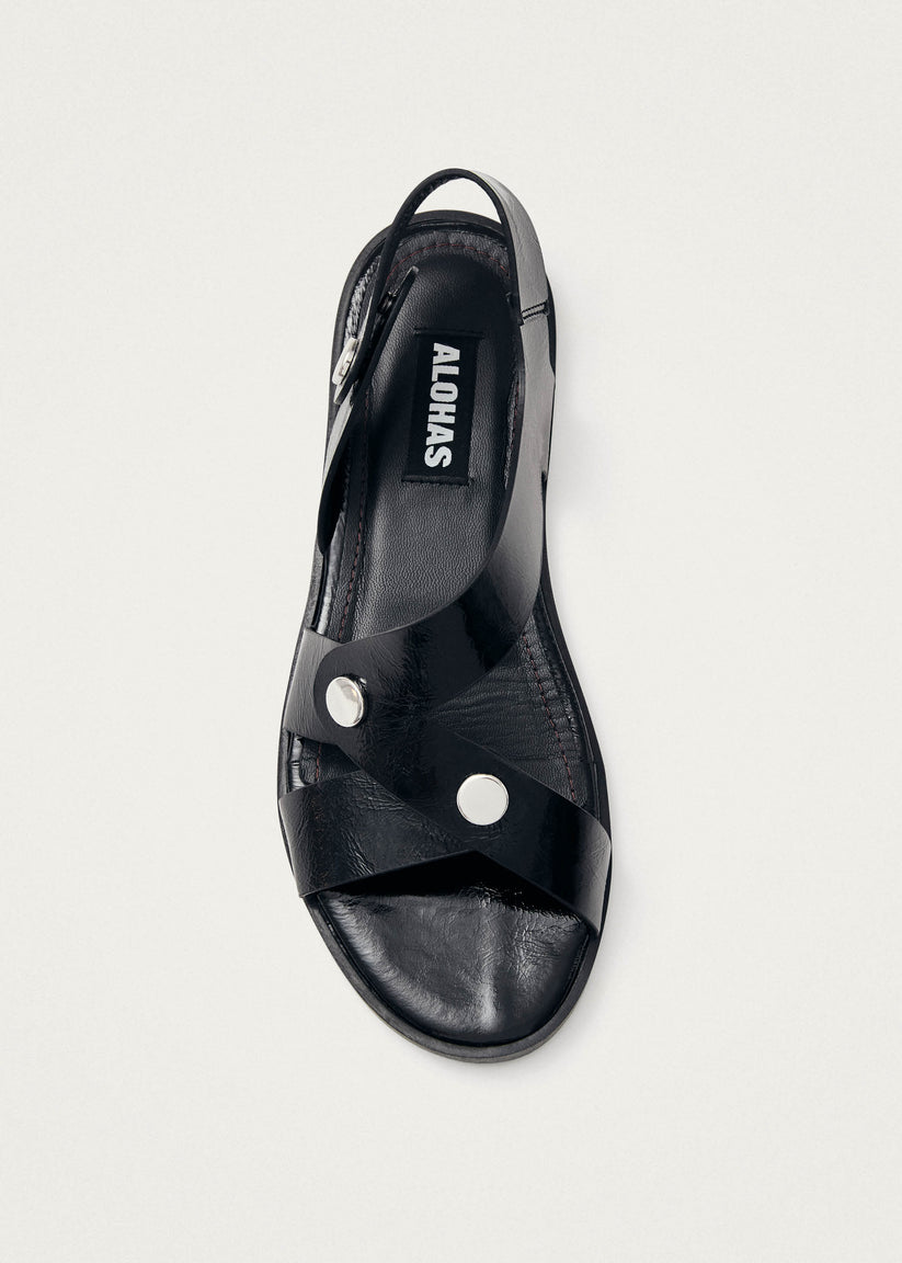 Alohas Mindy Onix Sandalias de Cuero Negro Outlet online