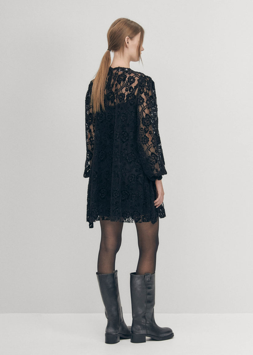 Alohas Dablon de Encaje Vestido Negro Rebajas online