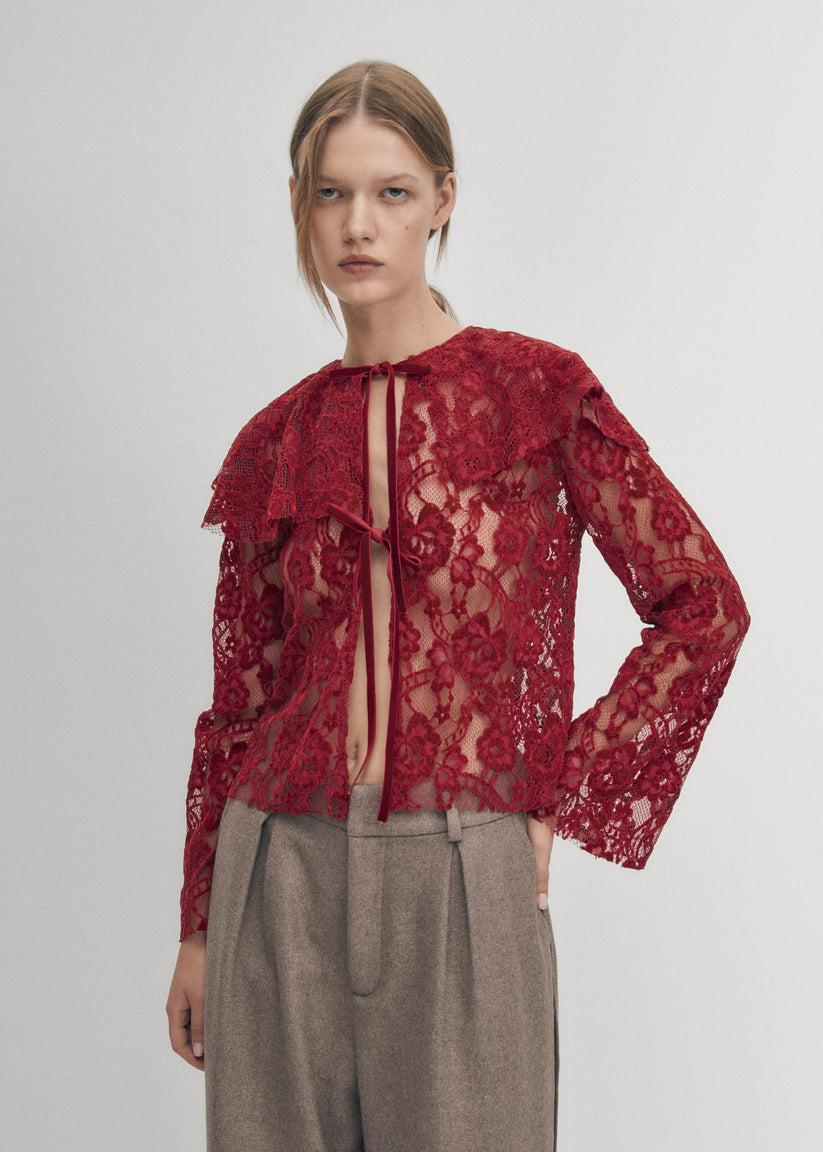 Alohas Blusa de Encaje Tolpa en Color Vino Tienda de fábrica