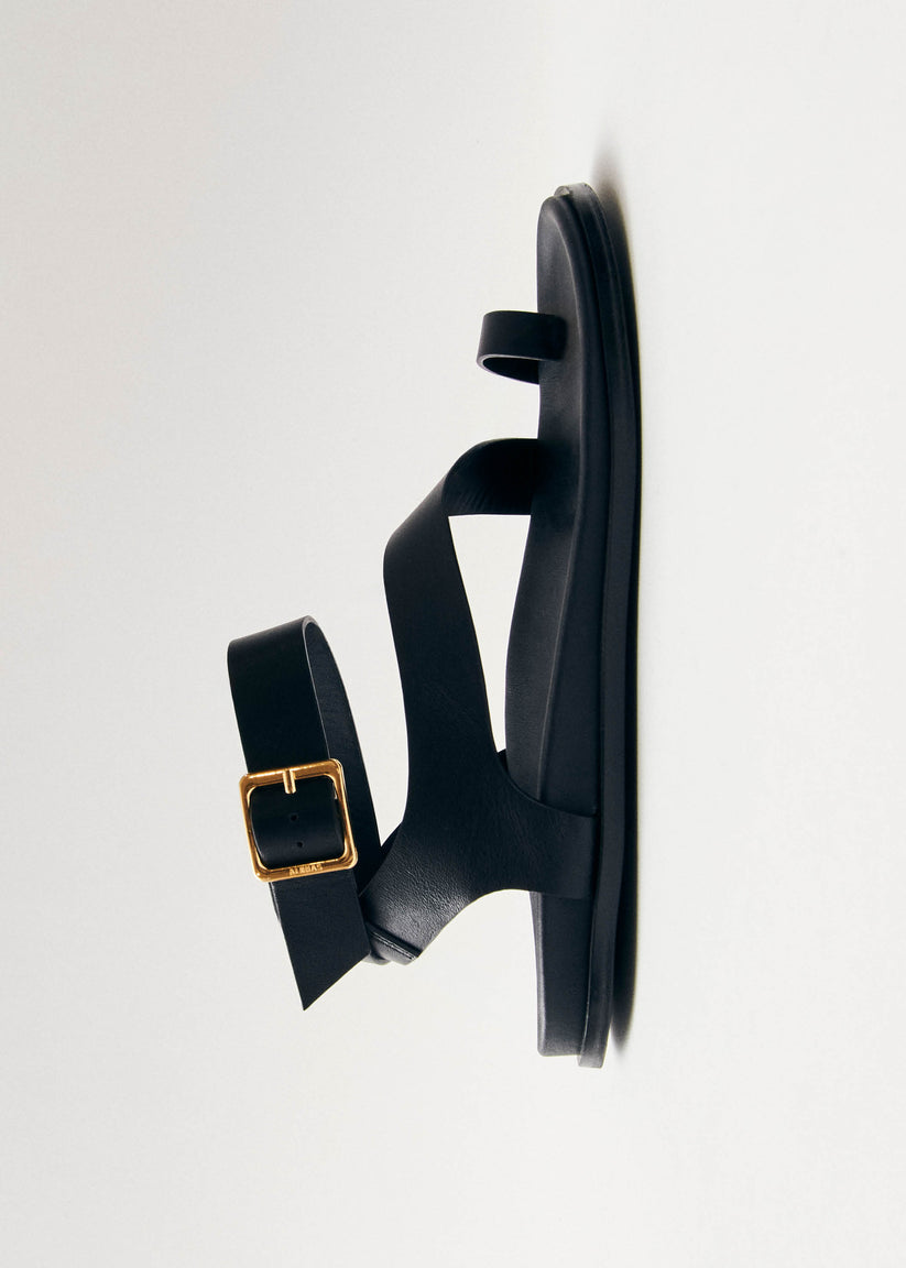 Alohas Myles Sandalias de Cuero Negro Venta caliente