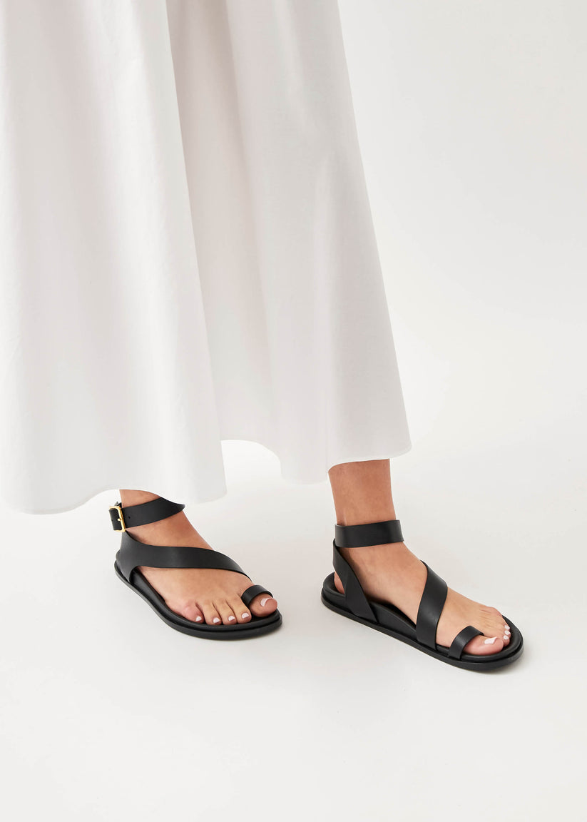 Alohas Myles Sandalias de Cuero Negro Descuento