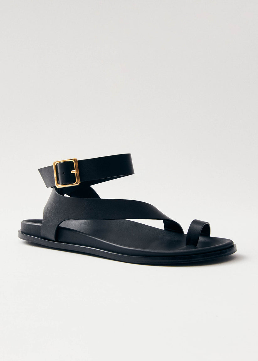 Alohas Myles Sandalias de Cuero Negro Descuento