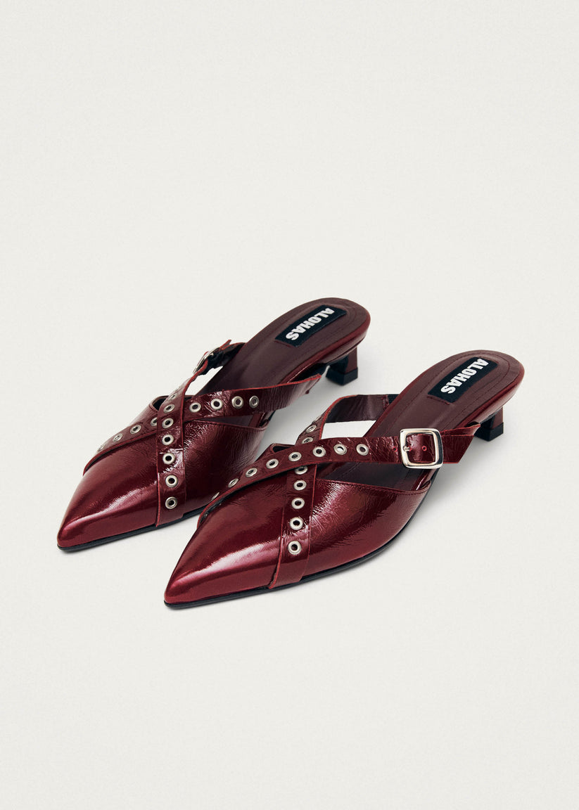 Alohas Zyra Onix Mules de Cuero Burdeos Rebajas top