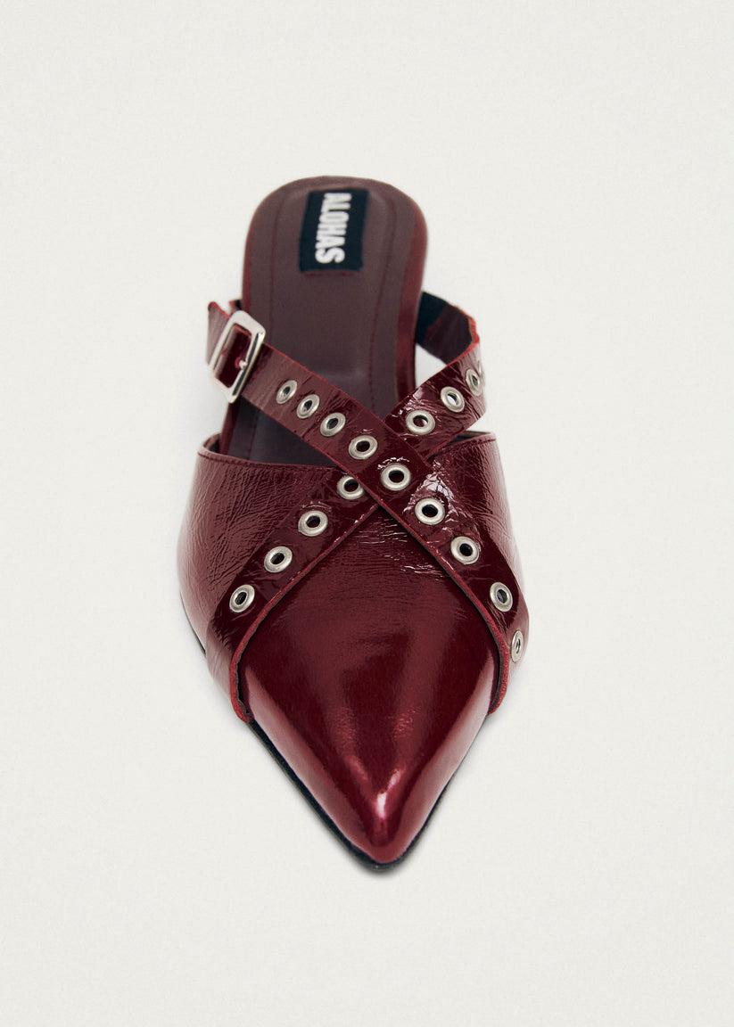 Alohas Zyra Onix Mules de Cuero Burdeos Rebajas top