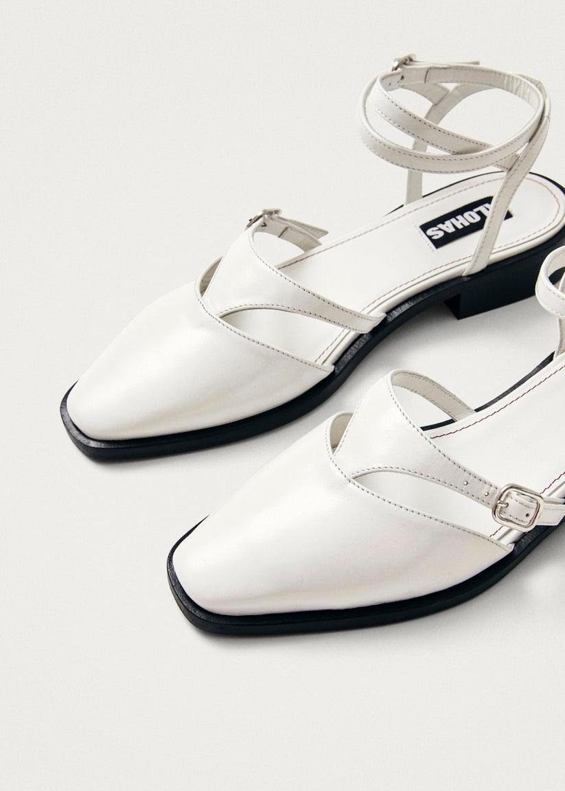 Alohas Aveline Bailarinas de Cuero Color Crema Superdescuento