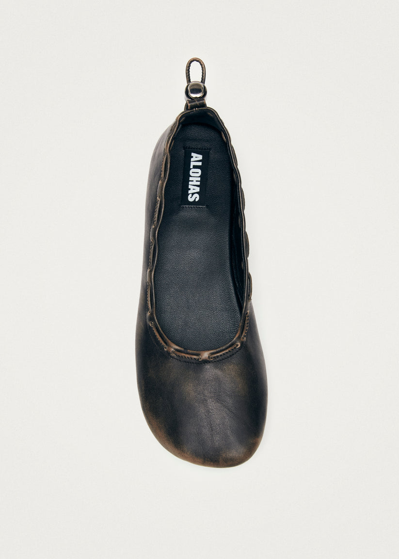 Alohas Gill Brushed Bailarinas de Cuero Marrón Envío internacional gratuito