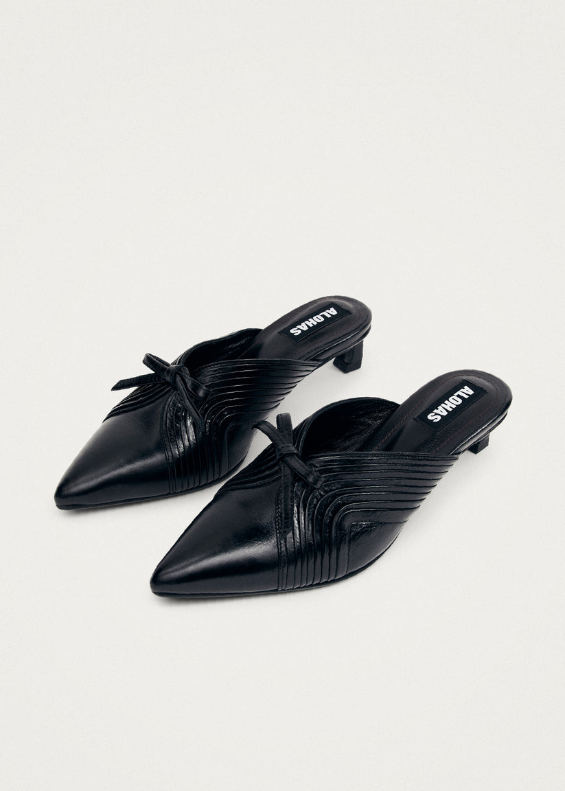 Alohas Gayle Mules de Cuero Negro Precios de Black Friday