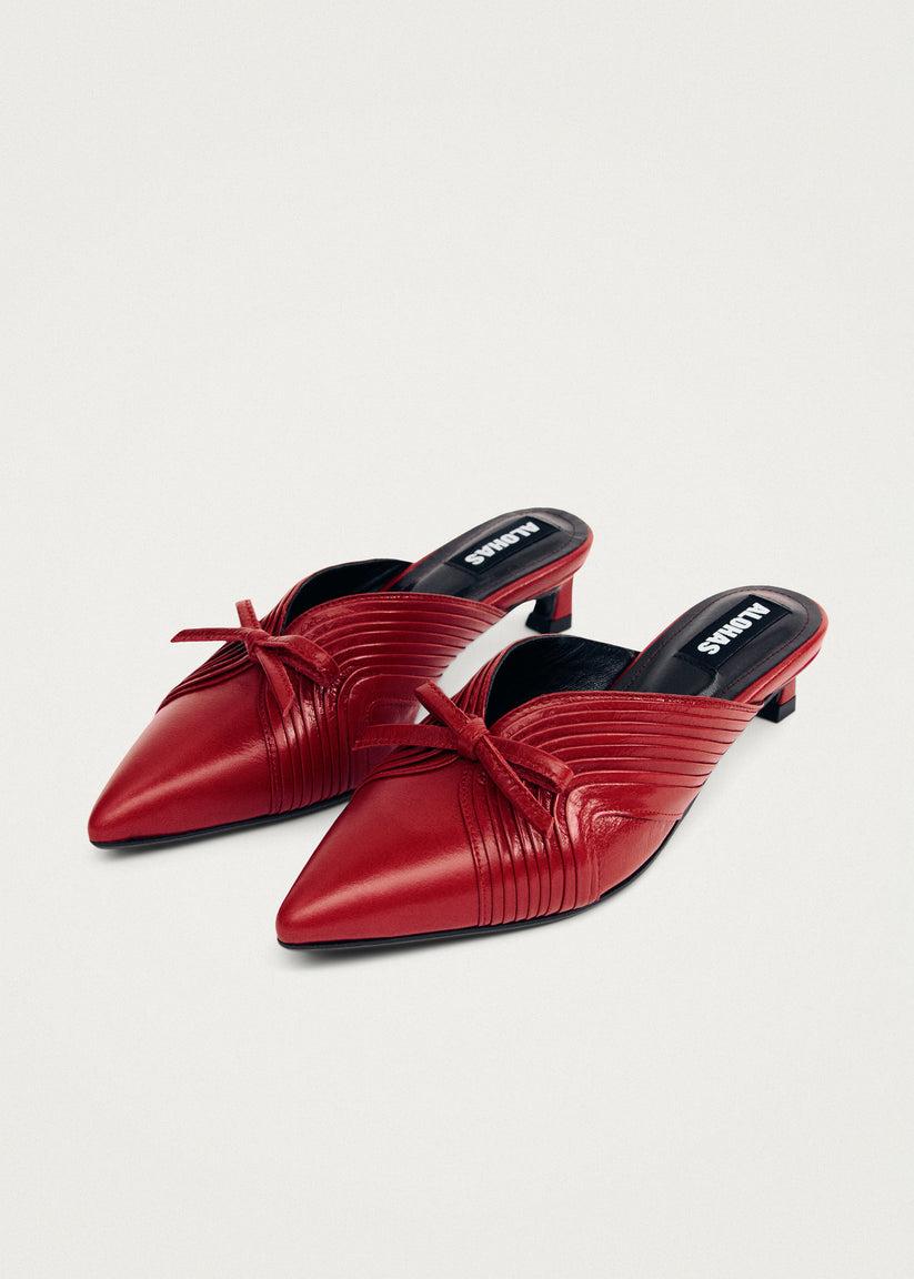 Alohas Gayle Mules de Cuero Rojo En oferta