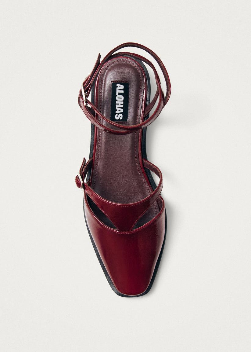 Alohas Aveline Bailarinas de Cuero Burdeos Última moda