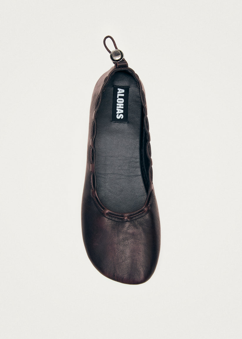 Alohas Gill Brushed Bailarinas de Cuero Burdeos Ofertas especiales