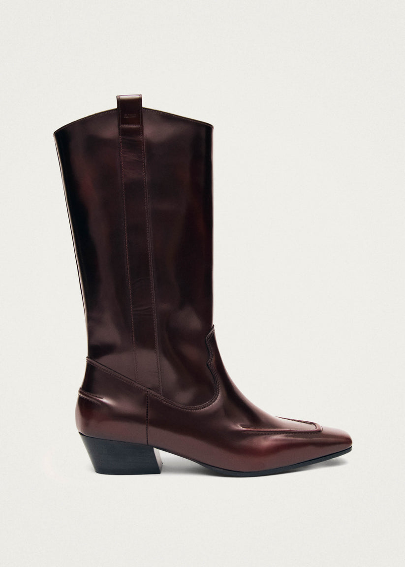 Alohas Chase Brushed Botas de Cuero Burdeos