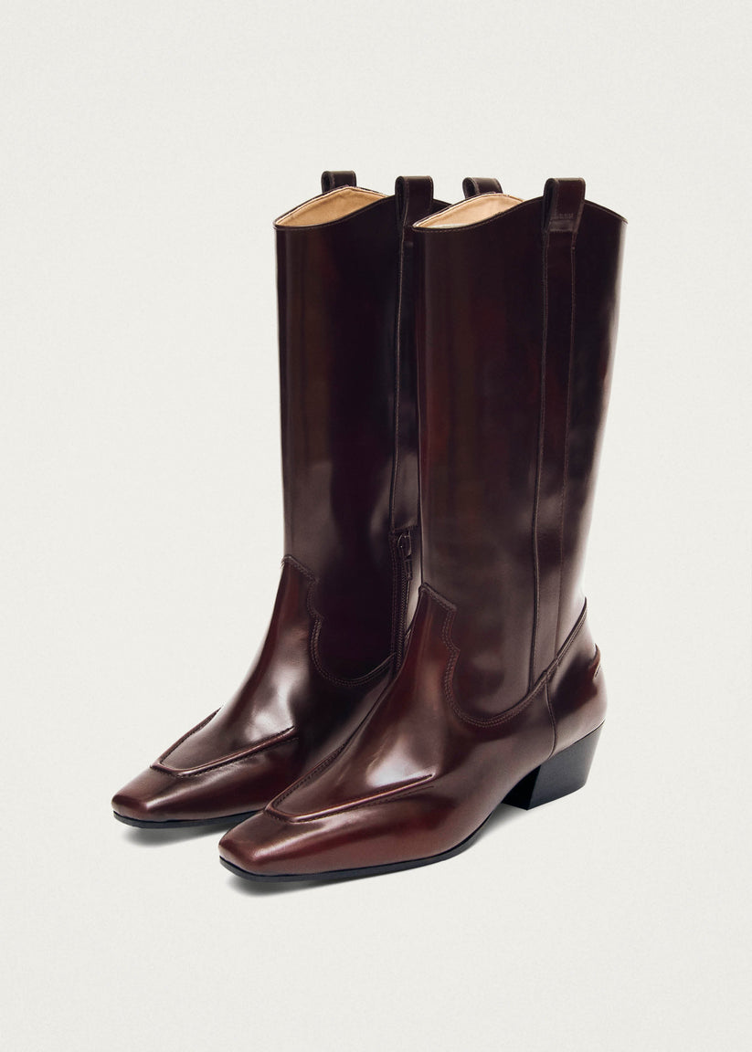 Alohas Chase Brushed Botas de Cuero Burdeos Venta caliente