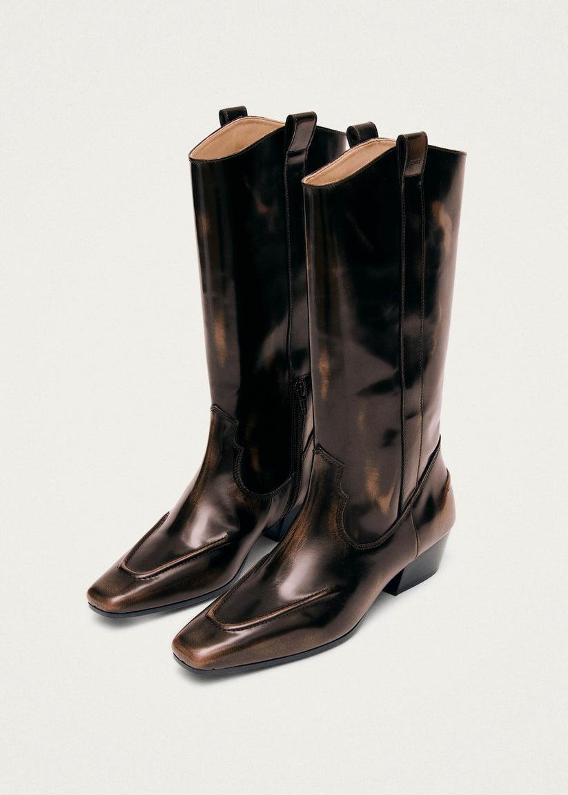 Alohas Chase Brushed Botas de Cuero Marrón En oferta