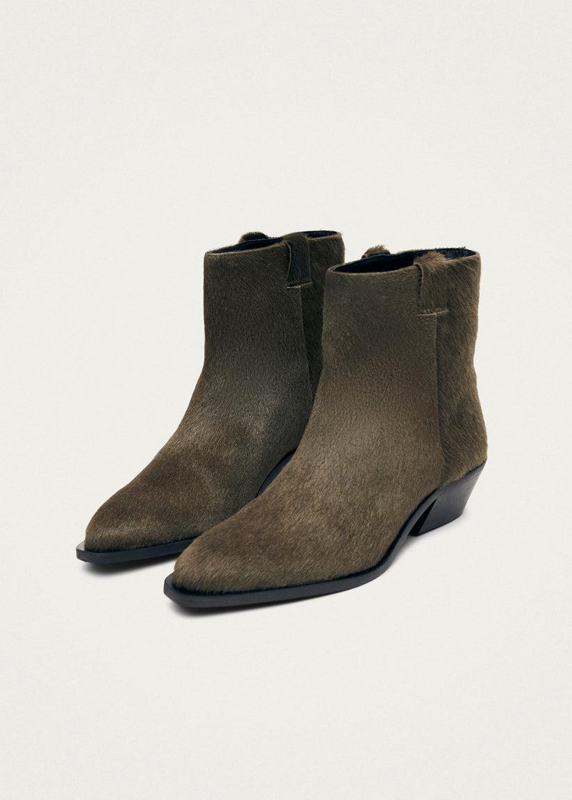 Alohas Syd Botines de Cuero Suave Color Caqui Descuento