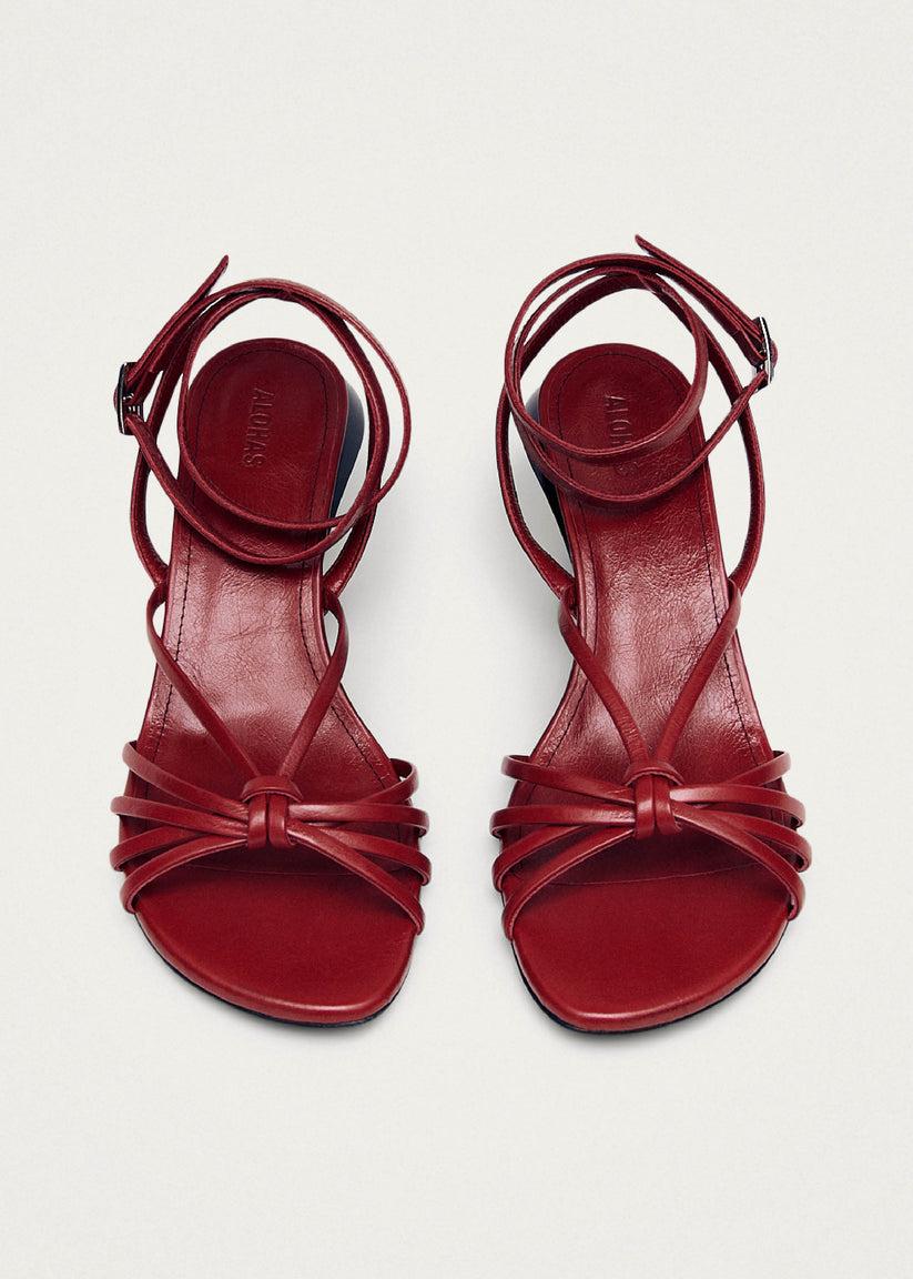 Alohas Soleia Sandalias de Cuero Rojo Tienda