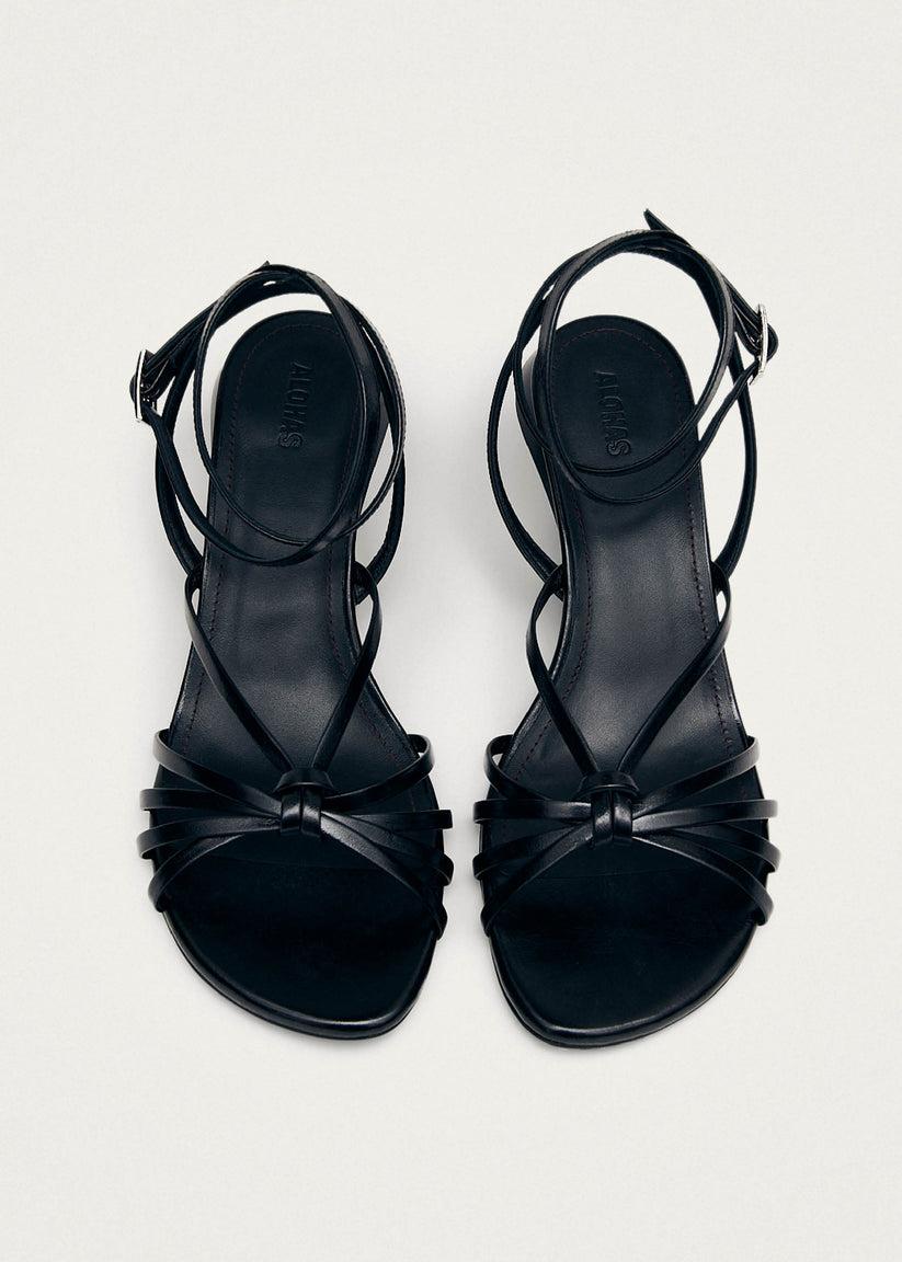 Alohas Soleia Sandalias de Cuero Negro Liquidación