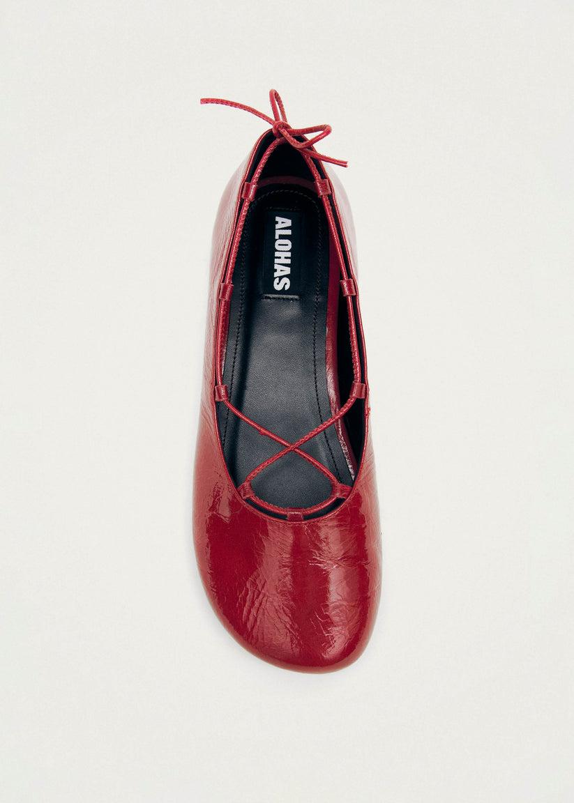 Alohas Hollis Onix Red Leather Ballet Flats COMPRAR AHORA