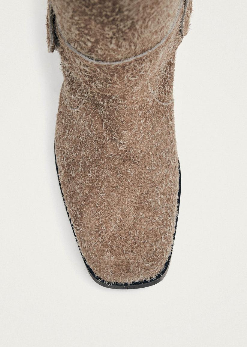 Alohas Rocky Suede Fuzzy Beige Leather Boots Tienda de fábrica