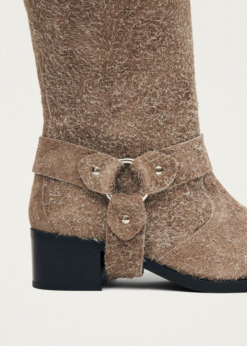 Alohas Rocky Suede Fuzzy Beige Leather Boots Tienda de fábrica