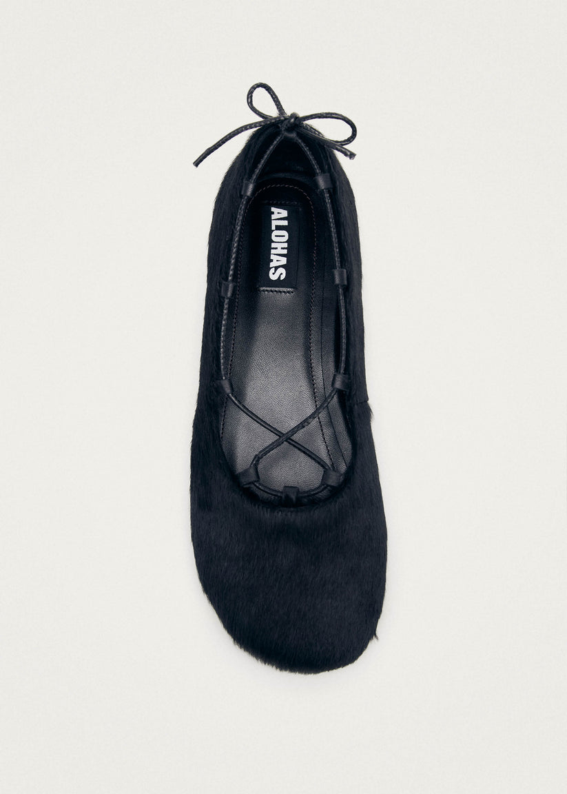Alohas Hollis Soft Black Leather Ballet Flats Descuento por venta flash