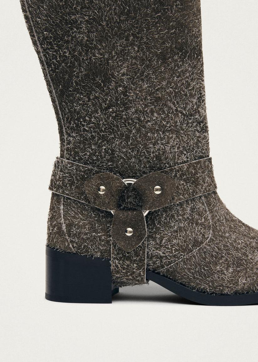 Alohas Rocky Suede Fuzzy Khaki Leather Boots Rebajas de fin de temporada