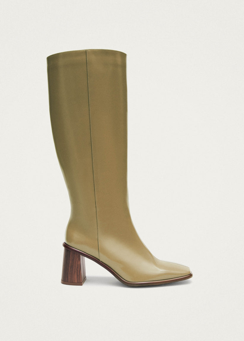 Alohas East Sleek Botas de Cuero Color Caqui Precio ultrabajo