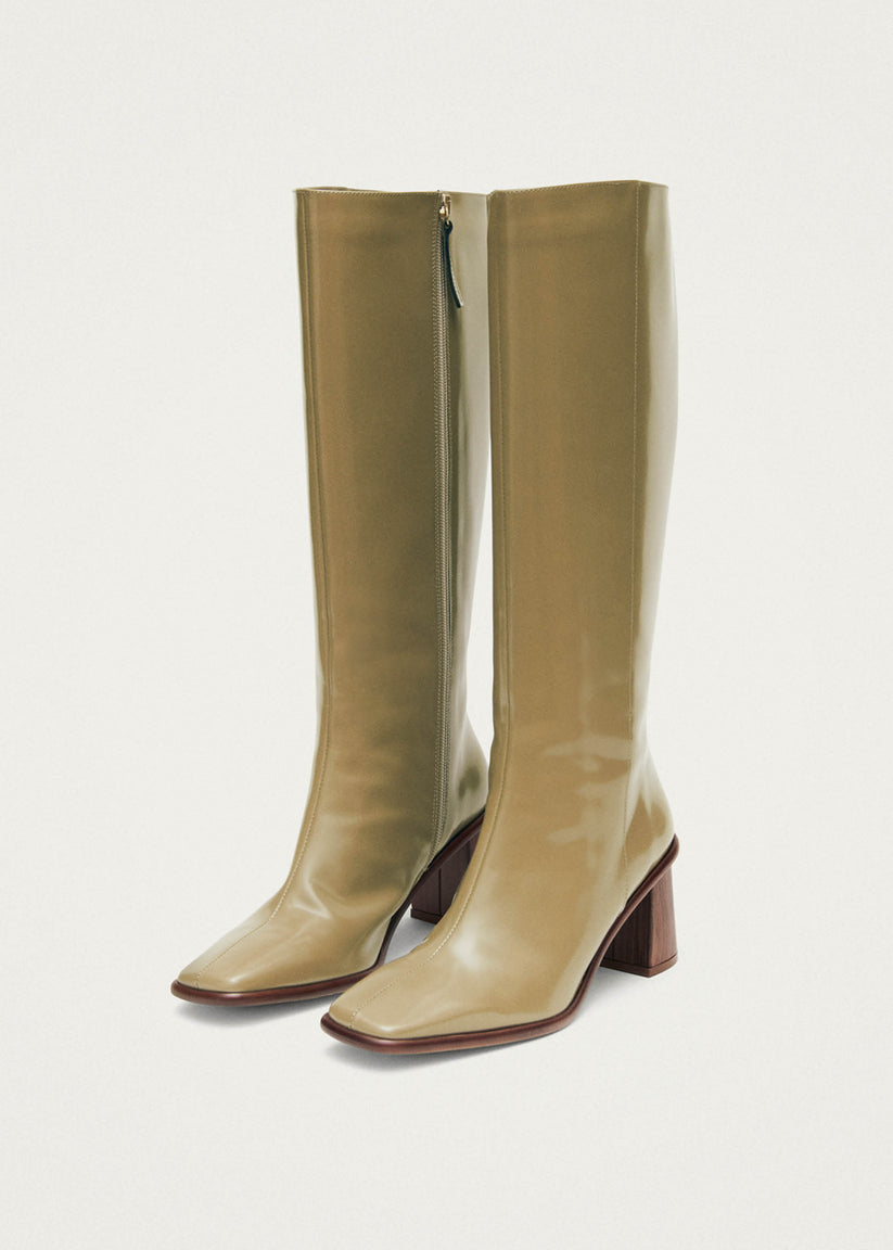 Alohas East Sleek Botas de Cuero Color Caqui Precio ultrabajo