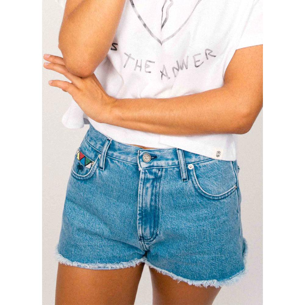 Dolfie SHORT JEANS WOMAN ALEXA - INDIGO RETRO BLEACHED Oferta especial de fábrica