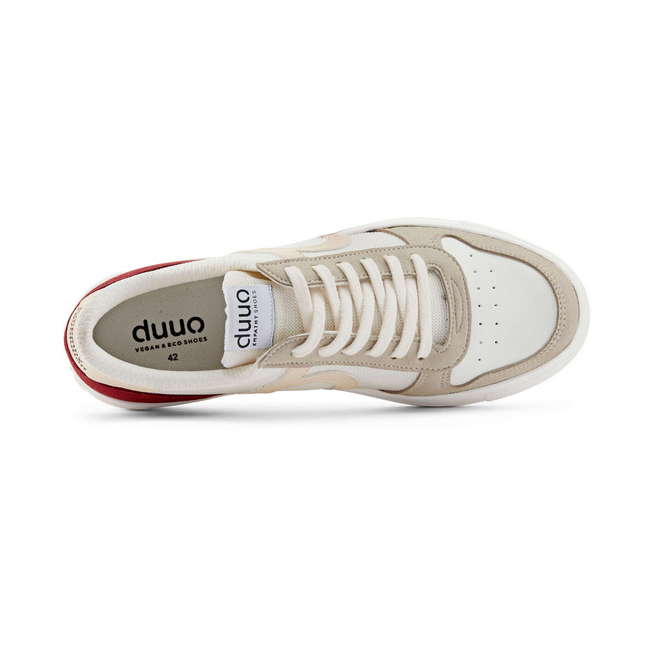 Duuo Zapatillas blancas casual con detalle rojo Liquidación