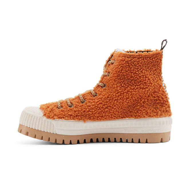 Duuo Zapatillas naranjas con plataforma y borreguito mujer Ahorra y exporta
