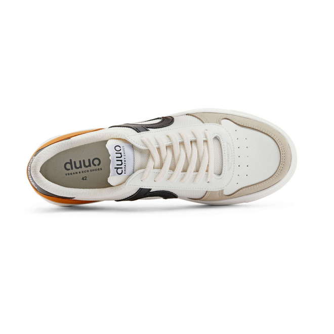 Duuo Zapatillas blancas casual con detalles negro y mostaza Precios de Black Friday
