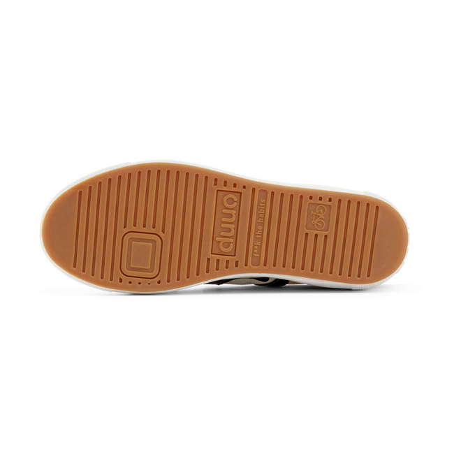 Duuo Zapatillas blancas casual con detalles negro y mostaza Precios de Black Friday
