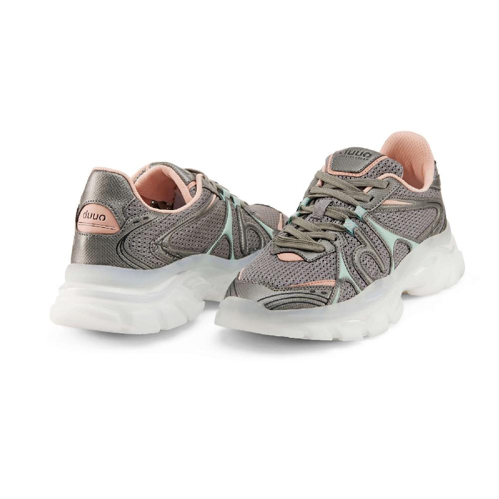 Duuo Zapatillas deportivas gris oscuro con detalles rosa y verde Última moda