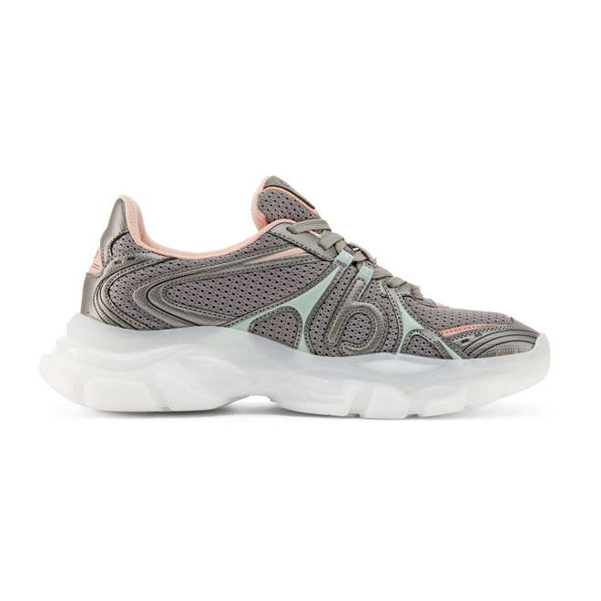 Duuo Zapatillas deportivas gris oscuro con detalles rosa y verde Última moda