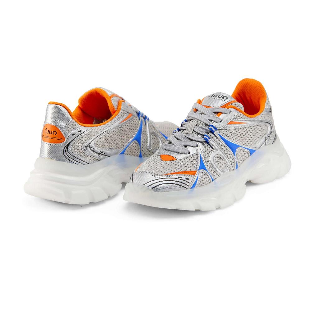 Duuo Zapatillas deportivas grises con detalles azul y naranja Descuento por venta flash
