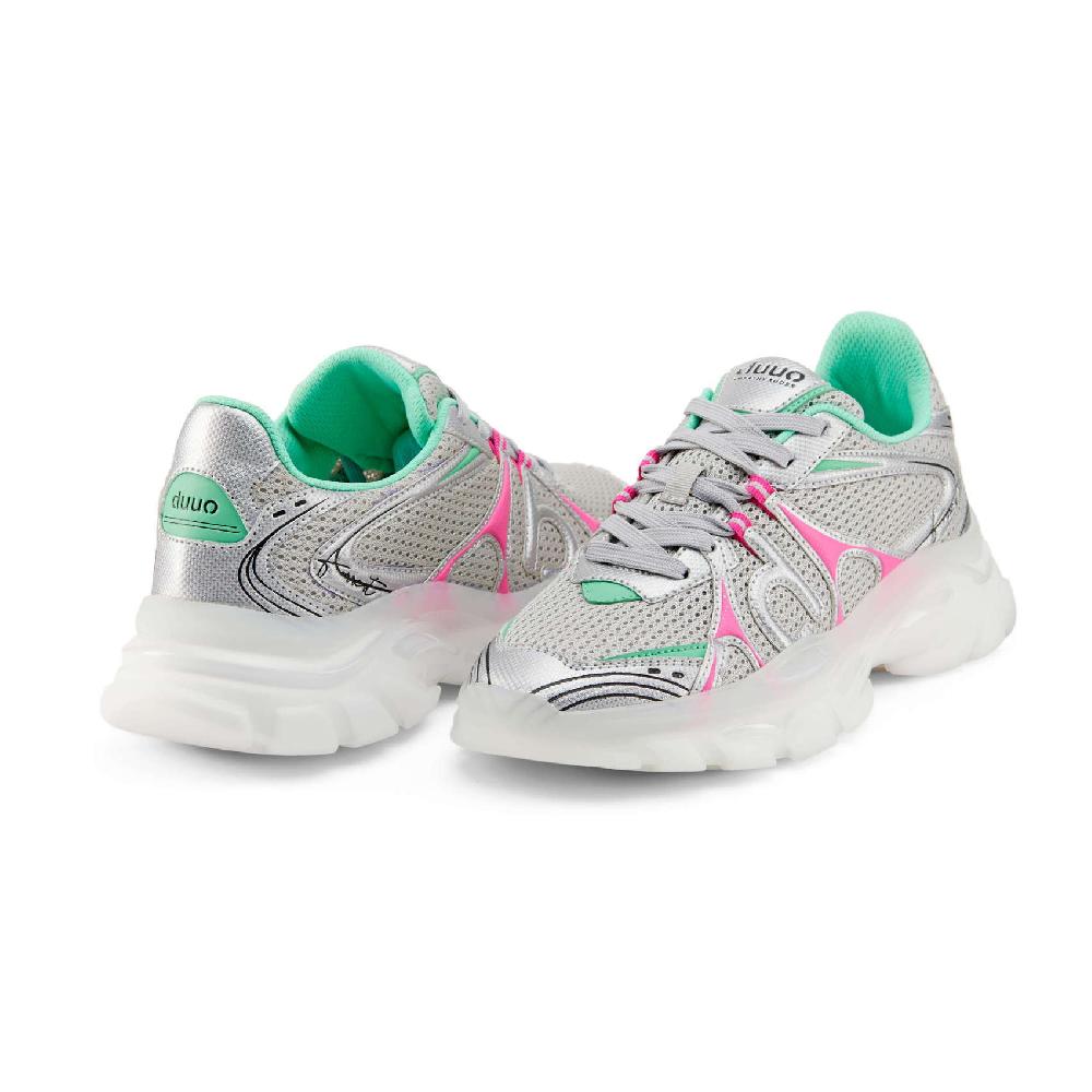 Duuo Zapatillas deportivas grises con detalles rosa y verde Ofertas de temporada